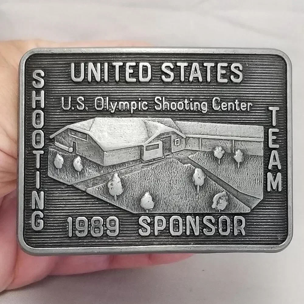 Vintage Belt Buckle 1989‎ US Olympic Shooting Center Shooting Team 1989 Sponsor